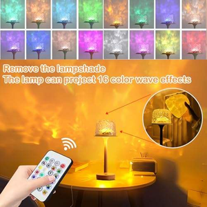 Lampu Meja Proyektor Gelombang Air RGB Modern dengan Kontrol Sentuh Remote, Kap Lampu Bulat LED, Lampu Malam Dinamis untuk Dekorasi Ruangan - Product Image 5