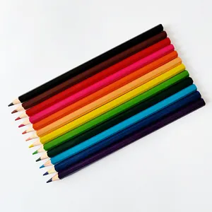 Drawing Standard High Quality Wooden 12 Colored Pencils For Children With Logo Custom Printed