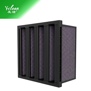 แผ่นกรองคาร์บอนกัมมันต์แบบ V-Bank สำหรับระบบ HVAC อุตสาหกรรม ยี่ห้อ New Y-clean ช่วยดูดซับสาร VOC และเร่งปฏิกิริยาในการสลายกลิ่นไม่พึงประสงค์ - Product Image 1