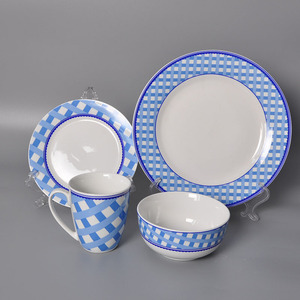 Offre Spéciale <span class=keywords><strong>Vaisselle</strong></span> En Gros Ménagère 24 pièces BLEU Impression Ensemble de <span class=keywords><strong>Vaisselle</strong></span> Stock Ensembles de Dîner - Product Image 1
