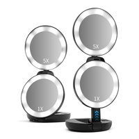 Caractéristiques uniques Miroir rond à trois volets Miroir à main grossissant 5X avec miroir portable de voyage de maquillage léger
