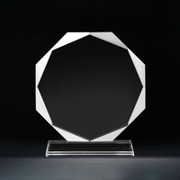Usine en gros personnalisé octogone en forme de cristal verre prix UV imprimé trophée vierge pour les compétitions et Souvenirs
