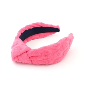 DREAM FASHION Pink <strong>Flower</strong> Bowknot Hairbands Custom Baby Soft Towel Flannel Elastic Casual Hand Made <strong>Headband</strong> - Product Image 3