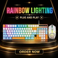 Combo de Teclado y Ratón con Cable en Oferta, 100 Millones de Clics de Vida Útil, 2400 DPI, Juego de Teclado y Ratón para Juegos, para PC de Escritorio, Venta al por Mayor