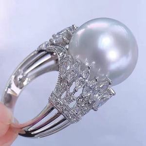 Bague en perle d'eau douce naturelle de précision 925, diamètre 12-13 mm, design d'ouverture impeccable, cadeau idéal - Product Image 2
