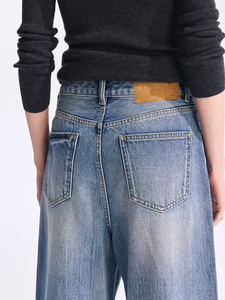 YUANBOFEI Jeans droits courts pour femmes, denim délavé ample, pantalon <span class=keywords><strong>capri</strong></span>, style Y2K, pantalon pour femmes - Product Image 6