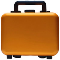 Étui de transport rigide en aluminium doré personnalisable avec logo, petit format, durable, avec rembourrage en mousse pour outils