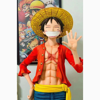 Statue de Figurine Anime Grandeur Nature en Stock, Sculpture en Fibre de Verre Luffy One Piece, Jouet pour Enfant pour Décoration Maison et Magasin