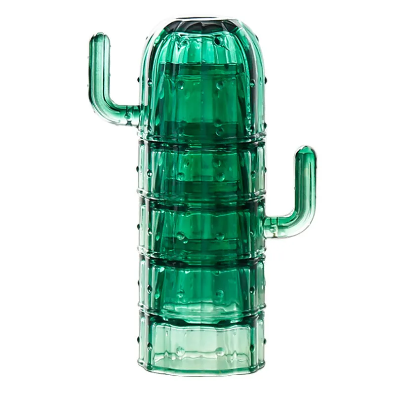 Taza de agua gruesa para el hogar, vaso de vidrio transparente y verde para té, cactus, creativa, resistente al calor