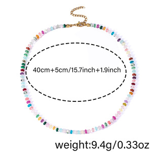Colorful Natural Stone Beaded <b>Necklace</b> Multicolor Summer Fashion Jewelry Daily Wear Party Style - Product Image 4