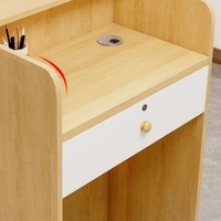 Meuble commercial populaire, petit comptoir de réception pour salons de coiffure, comptoir de beauté, comptoir de manucure avec lumières pour salons de barbier, table d'accueil