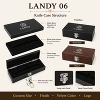 Boîte cadeau de luxe en bois noir mat avec doublure en velours pour l'emballage de lames en acier, vente en gros d'articles de cuisine haut de gamme OEM
