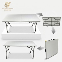 Hochwertige Tragbare 5ft 6ft 8ft Rechteckige Klappbare Plastiktische für Hotel Hochzeit Outdoor-Veranstaltungen Esstisch