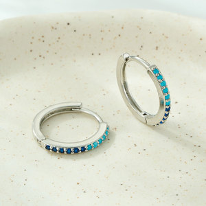 Cuff Earrings Blue Gradient Micro Inlaid Zirconium Copper Alloy Geometric Design Fashion Jewelry EA14925 - Product Image 4