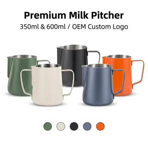 Kingze อุปกรณ์ชงกาแฟสไตล์บาริสต้าทันสมัยทำจากสเตนเลสขนาด350มล. 600มล. เหยือกตีฟองนมเหยือกกาแฟเอสเพรสโซ - Product Image 1