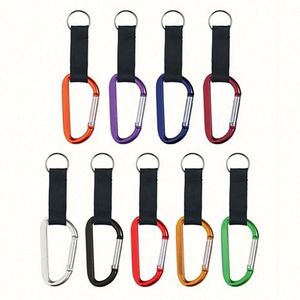 <b>Custom</b> LOGO Durable Polyester Woven Strap Aluminum Carabiner Keychain Clip With <b>Key</b> <b>Ring</b> - Product Image 2
