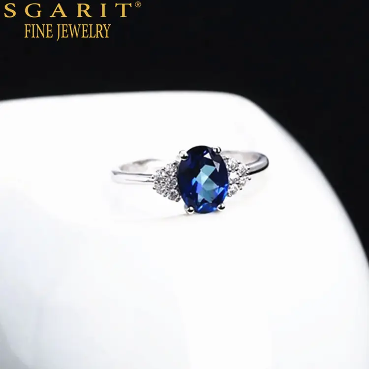 Оптовая продажа sgarit бренд Драгоценное кольцо ювелирных изделий Модный Циркон натуральный голубой топаз 925 Серебряное кольцо ювелирное изделие для женщин