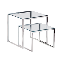 Ensemble de tables gigognes de luxe pour salon moderne, en acier inoxydable et verre trempé, design contemporain, montage facile, durable