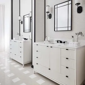 Factory Customized Washroom Floor Mounted Bathroom Vanity Furniture With Sink Minimalist Style White Bathroom Vanity Cabinets Se