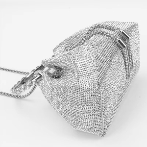 Factory Wholesale Luxury Full Crystal Rhinestone <strong>Purple</strong> Silver Crossbody <strong>Clutch</strong> Women's Evening Bucket Bag Handbags - Product Image 4
