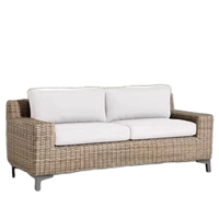 Conjunto de Muebles de Patio, Mimbre de PE Impermeable, Sofá de Jardín de Ratán para Exteriores, Marco de Aluminio, Sofá Modular Seccional para Parque