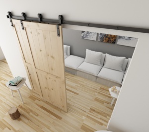 2023 Mat đen duy nhất theo dõi bỏ qua cửa hệ thống trượt Barn <span class=keywords><strong>Door</strong></span> phần cứng bằng gỗ - Product Image 3