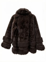 Manteau en fausse fourrure de vison et de renard pour femme avec col en V, ceinture, épais, chaud, pour l'hiver, manches longues
