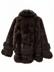 Cappotto da Donna in Finta Pelliccia di <span class=keywords><strong>Visone</strong></span> e Volpe <span class=keywords><strong>con</strong></span> Colletto a V e Cintura, Giacca Invernale Spessa e Calda a Maniche Lunghe - Product Image 5