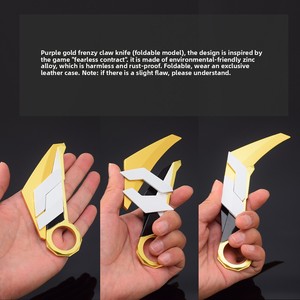 Modello di Arma in Metallo Completo Valorant Purple Gold Frenzy Claw Sword con Fodero in Pelle Pieghevole, Collezione <span class=keywords><strong>Anime</strong></span> - Product Image 6
