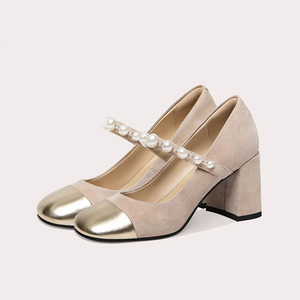 Scarpe Mary Jane da Donna con Tacco Alto, Punta Rotonda, Tacco Spesso, Scarpe da Principessa <span class=keywords><strong>per</strong></span> Feste e Uso Quotidiano, Scarpe Mary Jane con Perle e Cinturino Singolo - Product Image 2