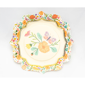 Vajilla de Papel Floral con Borde Dorado Estampado en Caliente Personalizado de Damai, Fabricante de Vajilla de Papel Desechable, Vajilla de Papel para Fiestas en el Jardín - Product Image 2