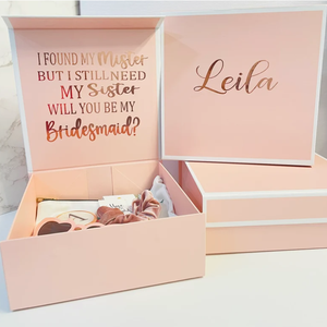 Perfect for Will You Be My Bridesmaid gift and wedding present Bridesmaid Proposal empty Box with Gold Foiled Text