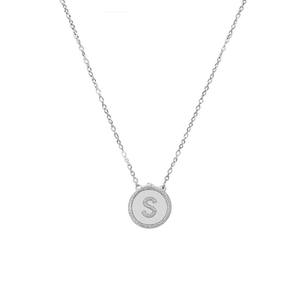 Collar con Colgante de Diamante en Forma de Letra S, Cadena de 2 cm, Acero en Tono Dorado y Plateado - Product Image 1