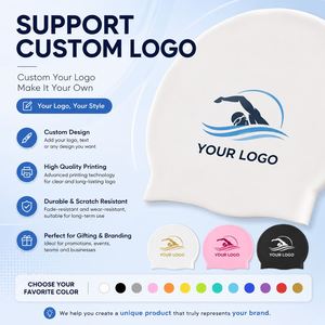 Bonnet de bain en silicone personnalisé, cadeau promotionnel et sportif, bonnet de bain élastique imperméable pour adultes avec logo personnalisé et plusieurs couleurs - Product Image 5