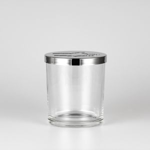 14oz Klares Glas-Kerzengefäß mit Glänzendem Silberdeckel Geprägtes Logo Metall-Kerzendeckel - Product Image 2