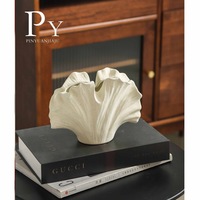 Retro Ginkgo-Blatt Matte Farbglasierte Vase für Blumenarrangements Luxuriöser High-End Wabi-Sabi Stil Eingangsbereich Wohnzimmer TV