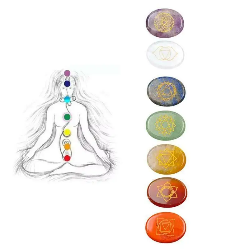 7 Chakra giảm Đá Bộ tích cực năng lượng pha lê Thiền trang trí thiết lập Chakra cân bằng chữa bệnh Reiki đá Yoga Quà Tặng