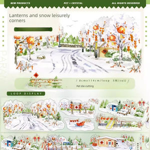 1 Rouleau Nouveau Produit Ruban Adhésif Paysage Urbain Hivernal avec Lanternes et Villages enneigés pour Collages Faits Main - Product Image 5
