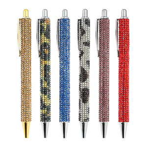 Stylos à <span class=keywords><strong>bille</strong></span> de <span class=keywords><strong>luxe</strong></span> en métal avec cristaux incrustés, stylos mignons, stylos à <span class=keywords><strong>bille</strong></span> rétractables en métal avec strass pour femmes - Product Image 2