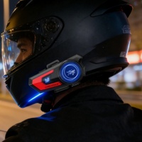 Headset Interkom Helm Motor Bluetooth ABS Peredam Kebisingan Helm Pintar Logo Kustom Grosir 800mAh 40 Jam