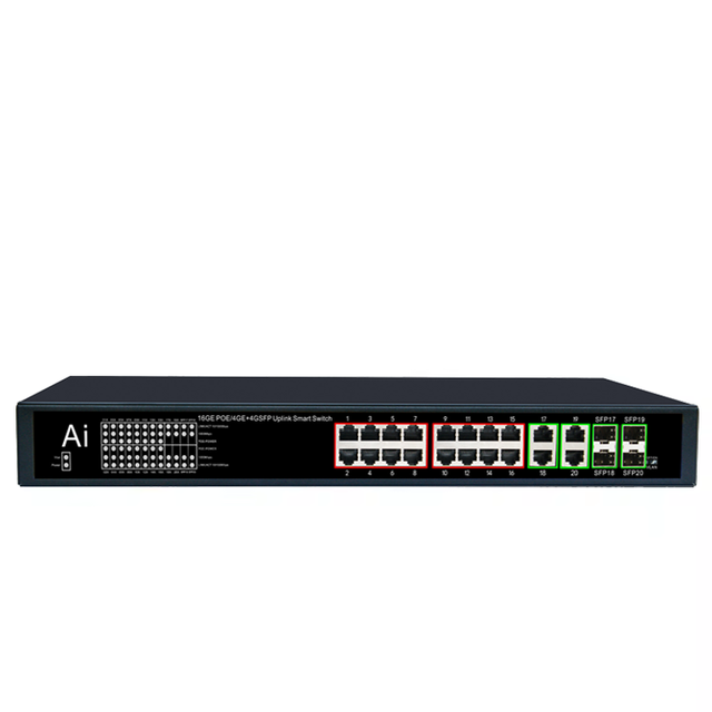 KuWFi 16G44GB Full Gigabit POE Switch with 16 Port 10/100/1000mbps 100m Transmission Distance 16+4+4SFP Built-in Network Switch