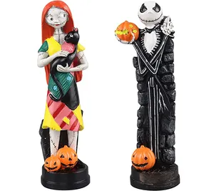 Top Grace A Nightmare Before Christmas Figurines Jack Skellington Sally with Pumpkin Statues Sets Halloween Decoration