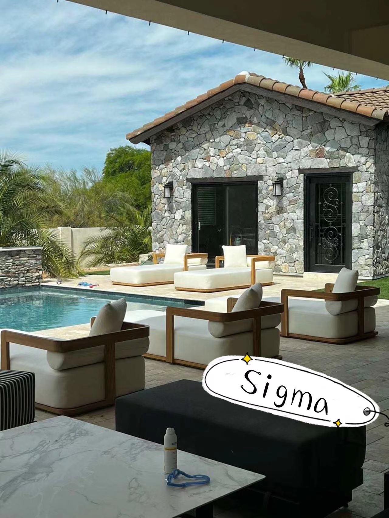 SIGMA Teak Wood Sun Loungers For Pool Side Outdoor Teak Furniture Wood Chaise Lounge