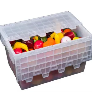 18 Gallon Stackable Plastic Storage Container KeepBox Tote With Attached Hinged Lid For Crate Storage