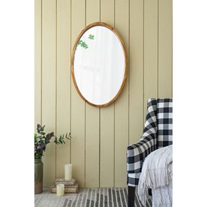 24\" X 36\" Farmhouse Wood Frame Oval Wall <b>Mirror</b> for Bathroom Entryway <b>Console</b> Lean Wall - Product Image 1