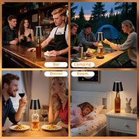 Lampe de bouteille moderne sans fil, LED portable, 3 couleurs, gradation progressive, rechargeable, commande tactile, pour bars et restaurants
