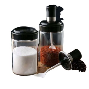 Wholesale 250 ml Kitchen Storage Container Spice Seasoning Bottle Glass Salt Sugar Sealed Jar With Brush and Spoon Oil Pot - Product Image 3