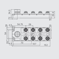 Boîtier de jonction M12 direct usine pour distribution d'alimentation de capteurs, WAIN 8 ports 4 broches M12x1 femelle IP67 PA66 M23 entrée 12 broches