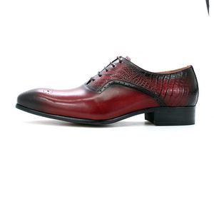 Zapatos Formales de Vestir para Hombre 2021, Diseño Paisley en la Puntera, Color Rojo y Negro - Product Image 3