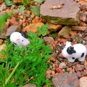 Figurines de vache miniatures, ornements d'animaux blancs peints à la main pour terrarium, bonsaï, décorations succulentes - Product Image 2